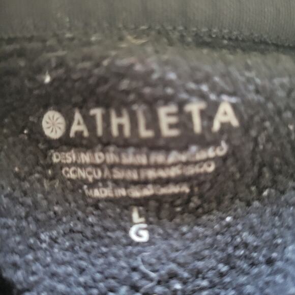 Large Athleta Black Athletic Pullover Track Jacket Sweatshirt Hidden Back Pocket - Picture 4 of 4
